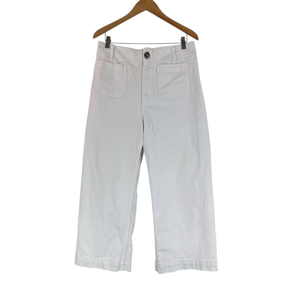 Pilcro Anthropologie The Skipper White Wide Leg Cropped Jeans Size 31 - Picture 5 of 15